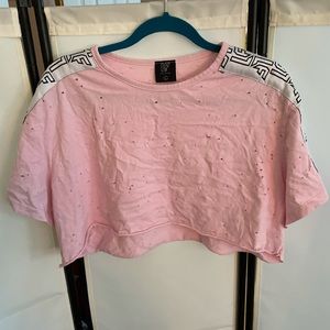 LF pink crop tee